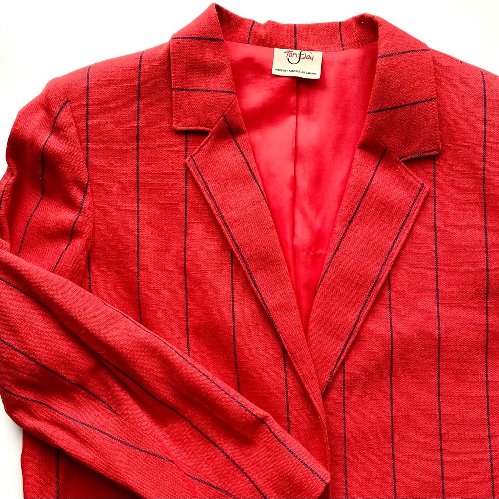Vintage TanJay Blazer - Tomato Red Linen Blend